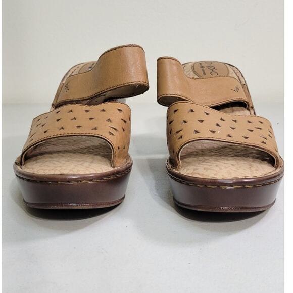 b.o.c Born Sandals Womens 9 Concept Wedge Slides Cut Out Tan Sandals Boho Casual - Picture 5 of 10